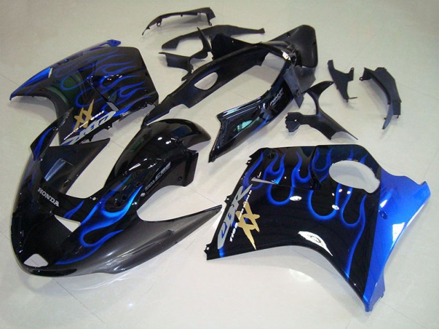 1996-2007 Schwarze Blau Flamme CBR1100XX Blackbird Motorrad Verkleidung