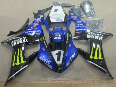 2002-2003 Blauschwarze Gräber 1 YZF R1 Motorrad Verkleidung