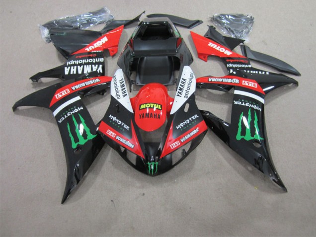 2002-2003 Schwarz Rot Motul YZF R1 Motorrad Verkleidung