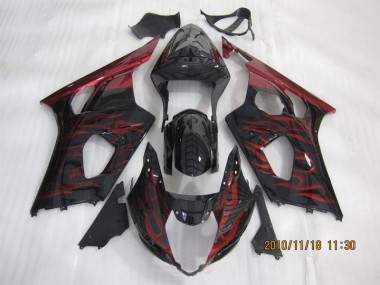 2003-2004 Schwarz rote Flamme GSXR 1000 Motorrad Verkleidung