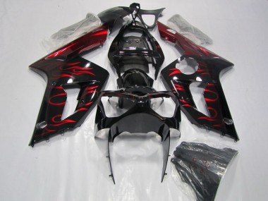 2003-2004 Schwarz rote Flamme ZX6R Motorrad Verkleidung
