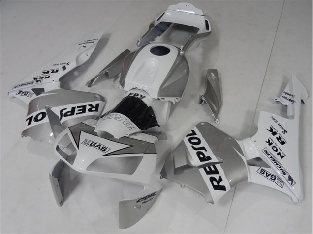 2003-2004 Silver Weiß Schwarz Repsol CBR600RR Motorrad Verkleidung