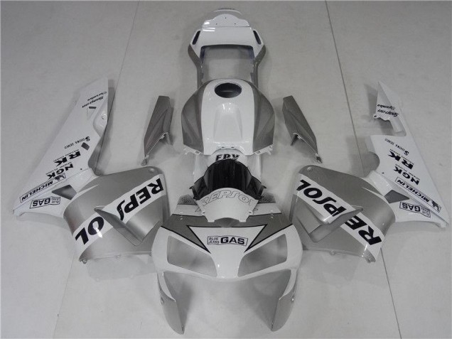 2003-2004 Silver Weiß Schwarz Repsol CBR600RR Motorrad Verkleidung