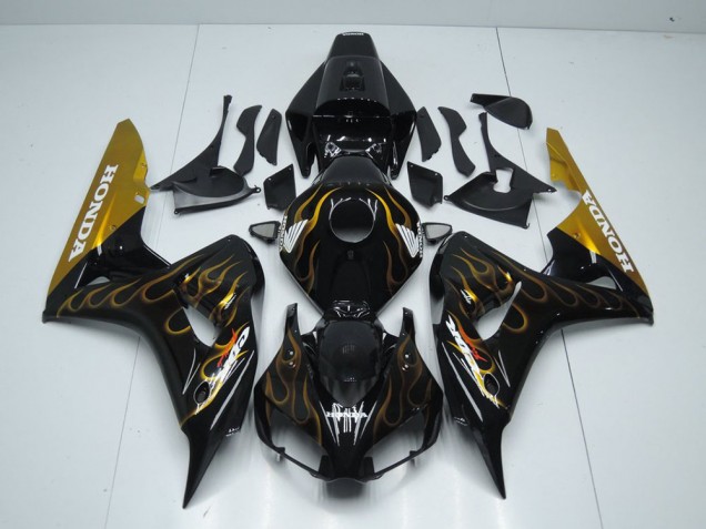 2006-2007 Schwarz Gold Flamme CBR1000RR Motorrad Verkleidung 2006-2007 Schwarz Gold Flamme CBR1000RR Motorrad Verkleidung