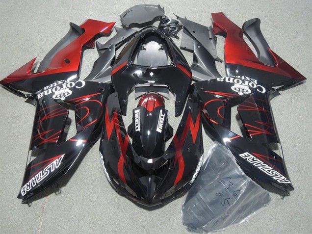 2006-2007 Schwarz Rot Corona Extra ZX10R Motorrad Verkleidung 2006-2007 Schwarz Rot Corona Extra ZX10R Motorrad Verkleidung