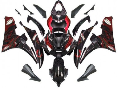 2006-2007 Schwarz rote Flamme YZF R6 Motorrad Verkleidung