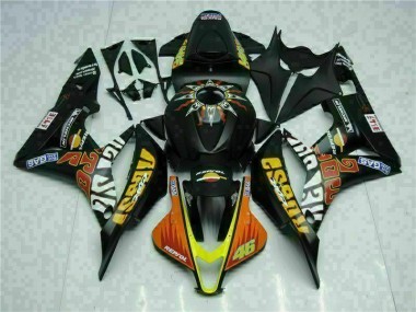 2007-2008 Schwarz Gelb Repsol 46 CBR600RR Motorrad Verkleidung
