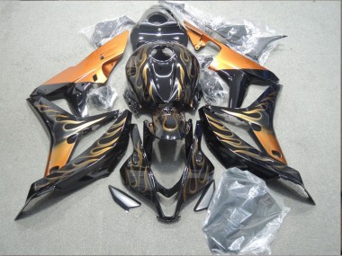 2007-2008 Schwarz Orange Flamme CBR600RR Motorrad Verkleidung