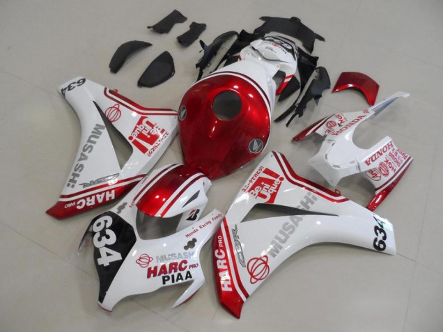 2008-2011 Weiß Rot HARC Pro PIAA 634 CBR1000RR Motorrad Verkleidungen 2008-2011 Weiß Rot HARC Pro PIAA 634 CBR1000RR Motorrad Verkleidungen