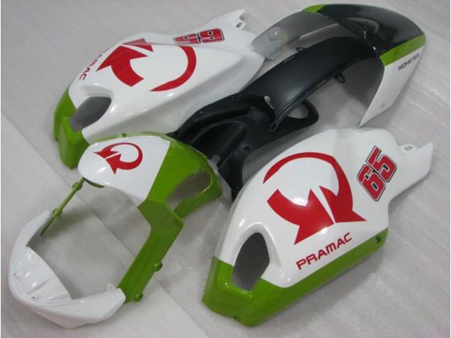 2008-2012 Weiß Rot PRAMAC 65 Ducati Monster 696 Motorrad Verkleidung