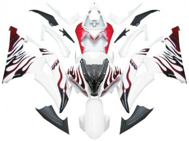 2008-2016 Weiß Rot Flamme R6 YZF R6 Motorrad Verkleidung