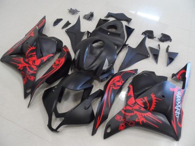 2009-2012 Matt Schwarz mit rotem Totenkopf CBR600RR Motorrad Verkleidung