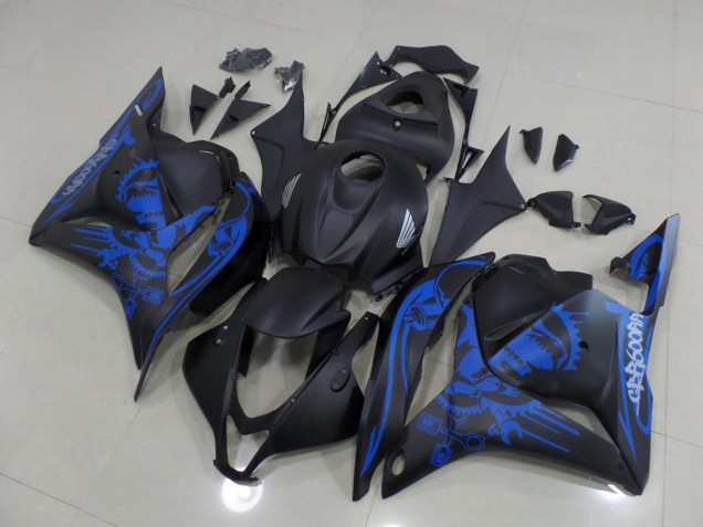 2009-2012 Matt Schwarzer blauer Totenkopf CBR600RR Motorrad Verkleidung 2009-2012 Matt Schwarzer blauer Totenkopf CBR600RR Motorrad Verkleidung