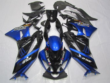 2009-2012 Schwarz Blaus Monster ZX6R Motorrad Verkleidung