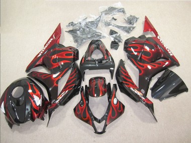 2009-2012 Schwarz rote Flamme CBR600RR Motorrad Vollverkleidung