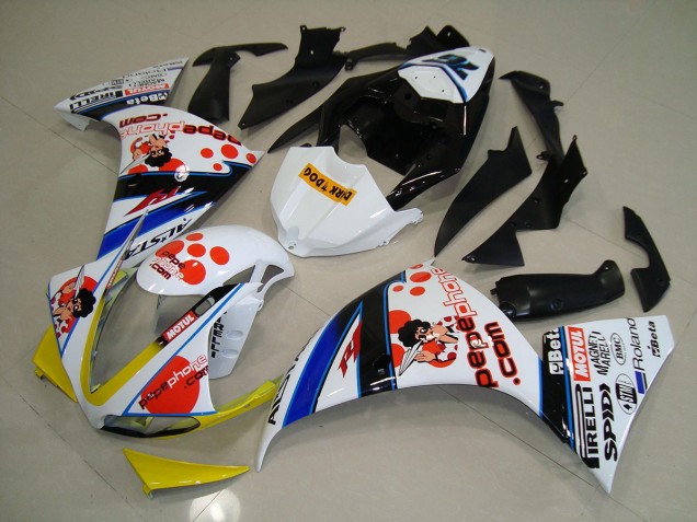 2012-2014 Weiß Schwarz Pepe Phone YZF R1 Motorrad Verkleidung 2012-2014 Weiß Schwarz Pepe Phone YZF R1 Motorrad Verkleidung